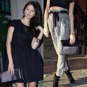 Double duty clutch in silver and black (brand new)